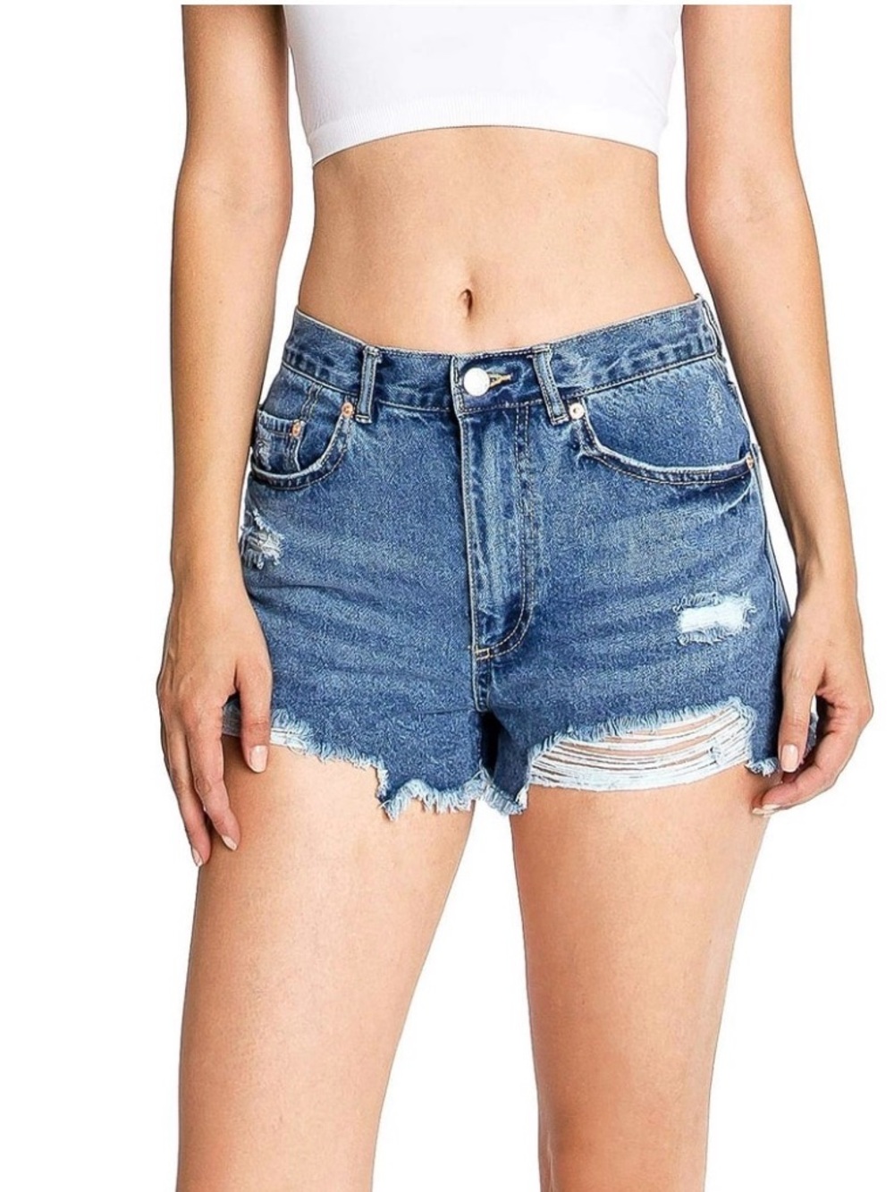 NWT Love Tree Frayed Hem Distressed Denim Shorts  Sz 25